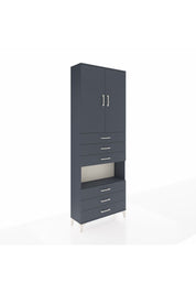 Arges Dolap 4 Raflı 6 Çekmeceli 2 Kapaklı 88x30x243 Antrasit-Antrasit