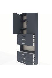 Arges Dolap 4 Raflı 6 Çekmeceli 2 Kapaklı 88x30x243 Antrasit-Antrasit