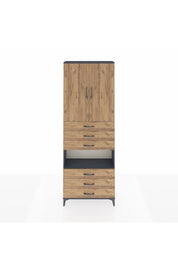 Arges Dolap 4 Raflı 6 Çekmeceli 2 Kapaklı 88x30x243 Antrasit-Çam