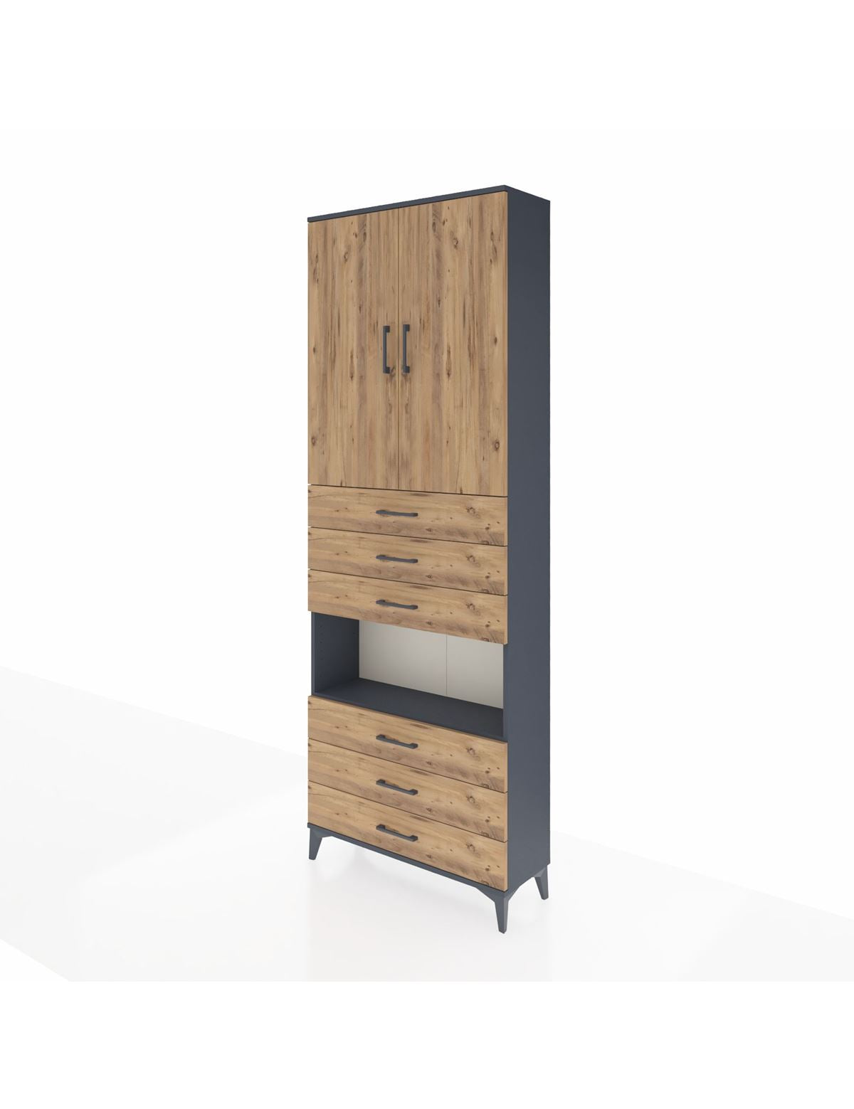 Arges Dolap 4 Raflı 6 Çekmeceli 2 Kapaklı 88x30x243 - S33M221V6A
