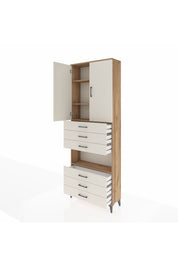 Arges Dolap 4 Raflı 6 Çekmeceli 2 Kapaklı 88x30x243 Çam-Aytaşı