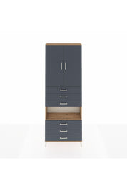 Arges Dolap 4 Raflı 6 Çekmeceli 2 Kapaklı 88x30x243 Çam-Antrasit