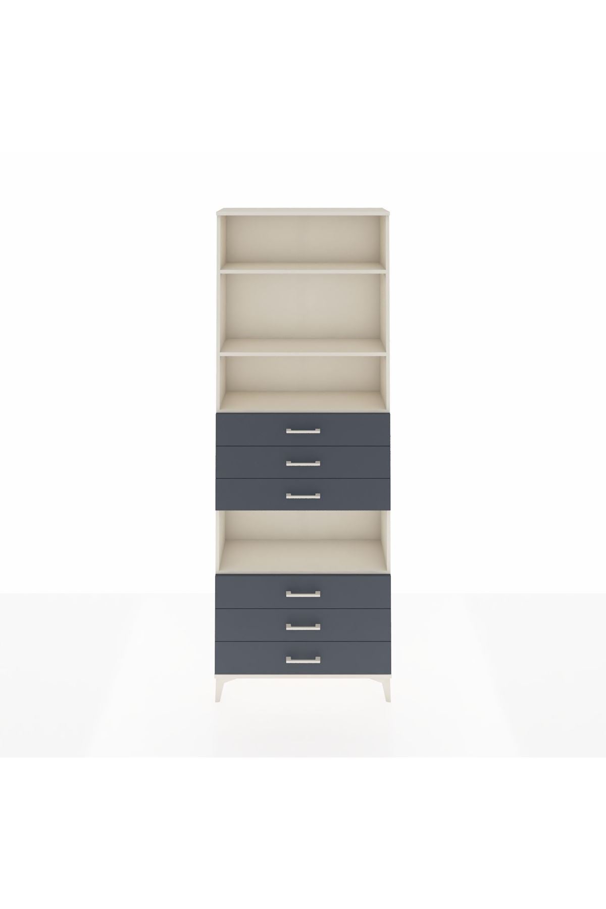 Arges Dolap 4 Raflı 6 Çekmeceli 88x30x243 Aytaşı-Antrasit