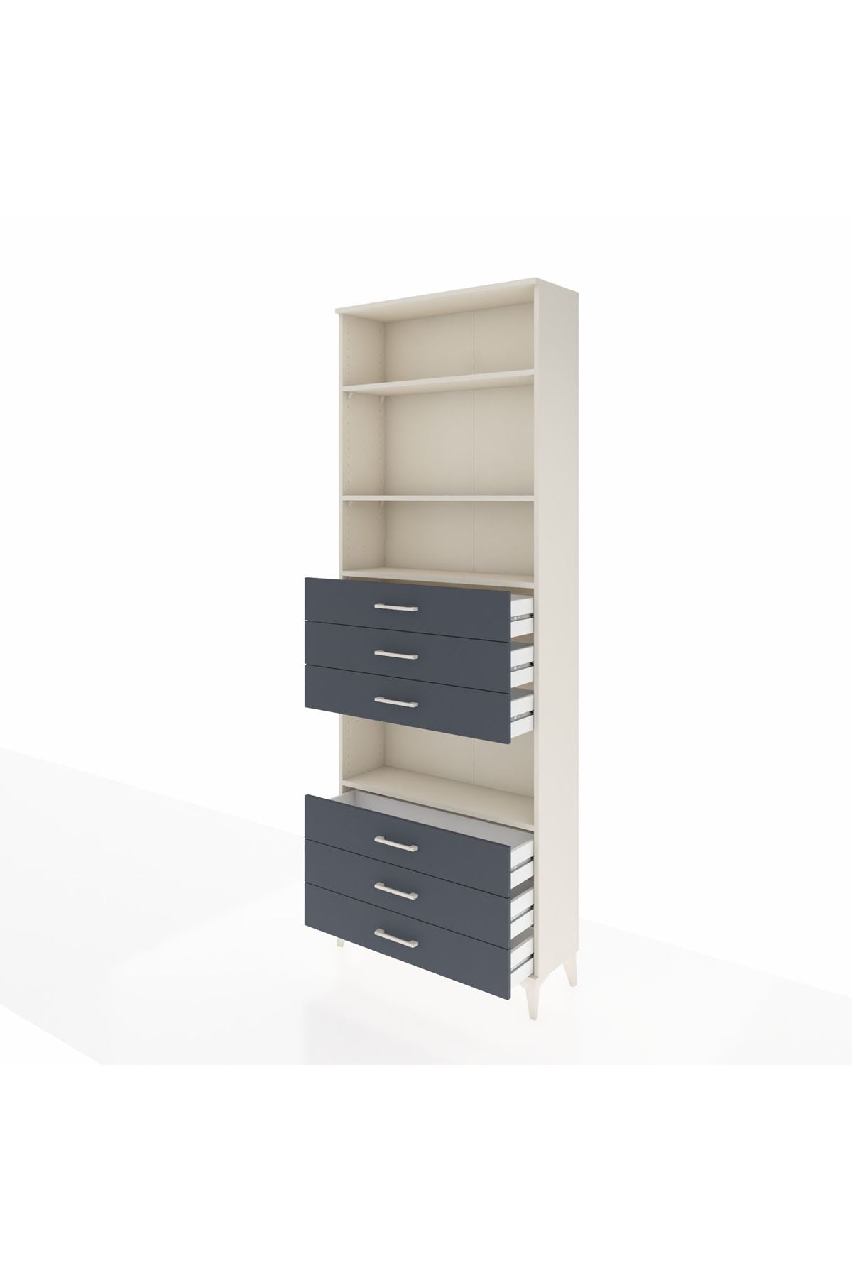 Arges Dolap 4 Raflı 6 Çekmeceli 88x30x243 Aytaşı-Antrasit