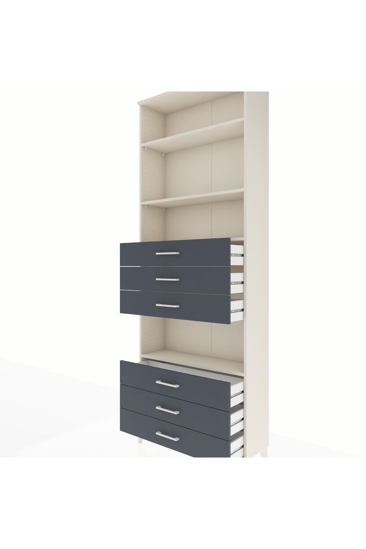 Arges Dolap 4 Raflı 6 Çekmeceli 88x30x243 Aytaşı-Antrasit