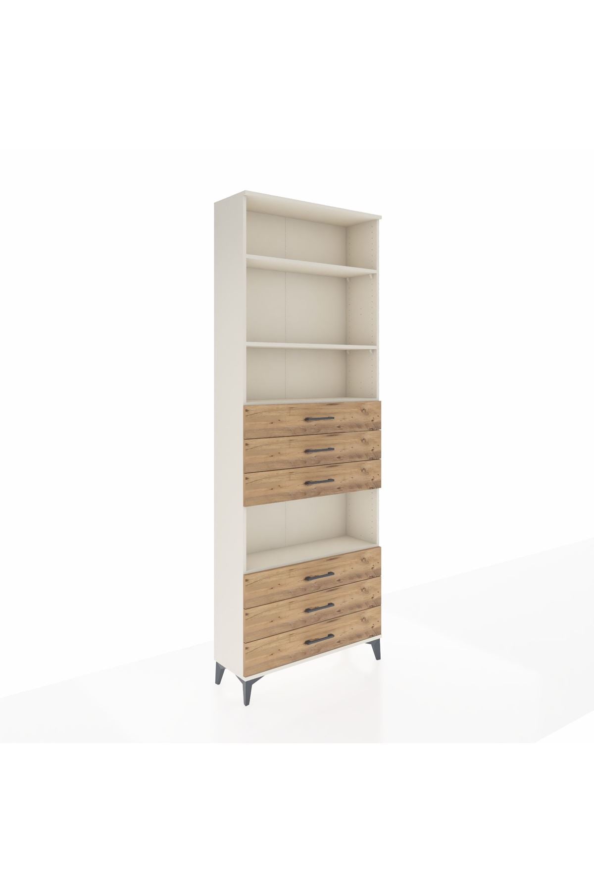 Arges Dolap 4 Raflı 6 Çekmeceli 88x30x243 Aytaşı-Çam