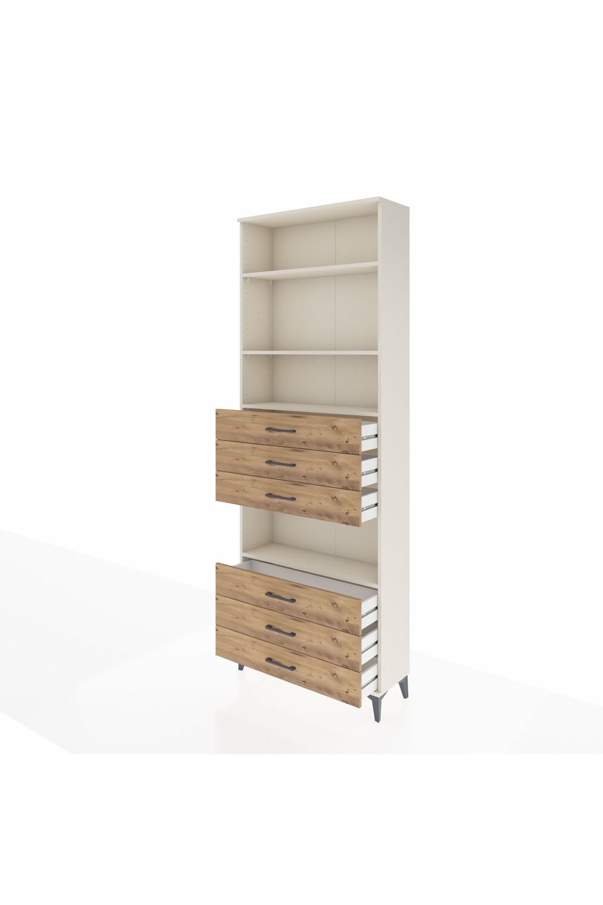 Arges Dolap 4 Raflı 6 Çekmeceli 88x30x243 Aytaşı-Çam