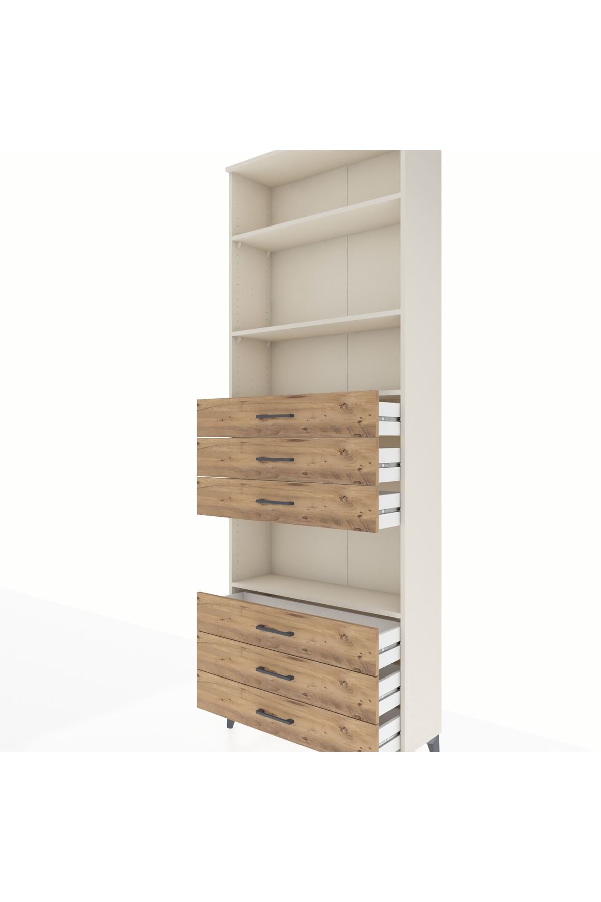 Arges Dolap 4 Raflı 6 Çekmeceli 88x30x243 Aytaşı-Çam