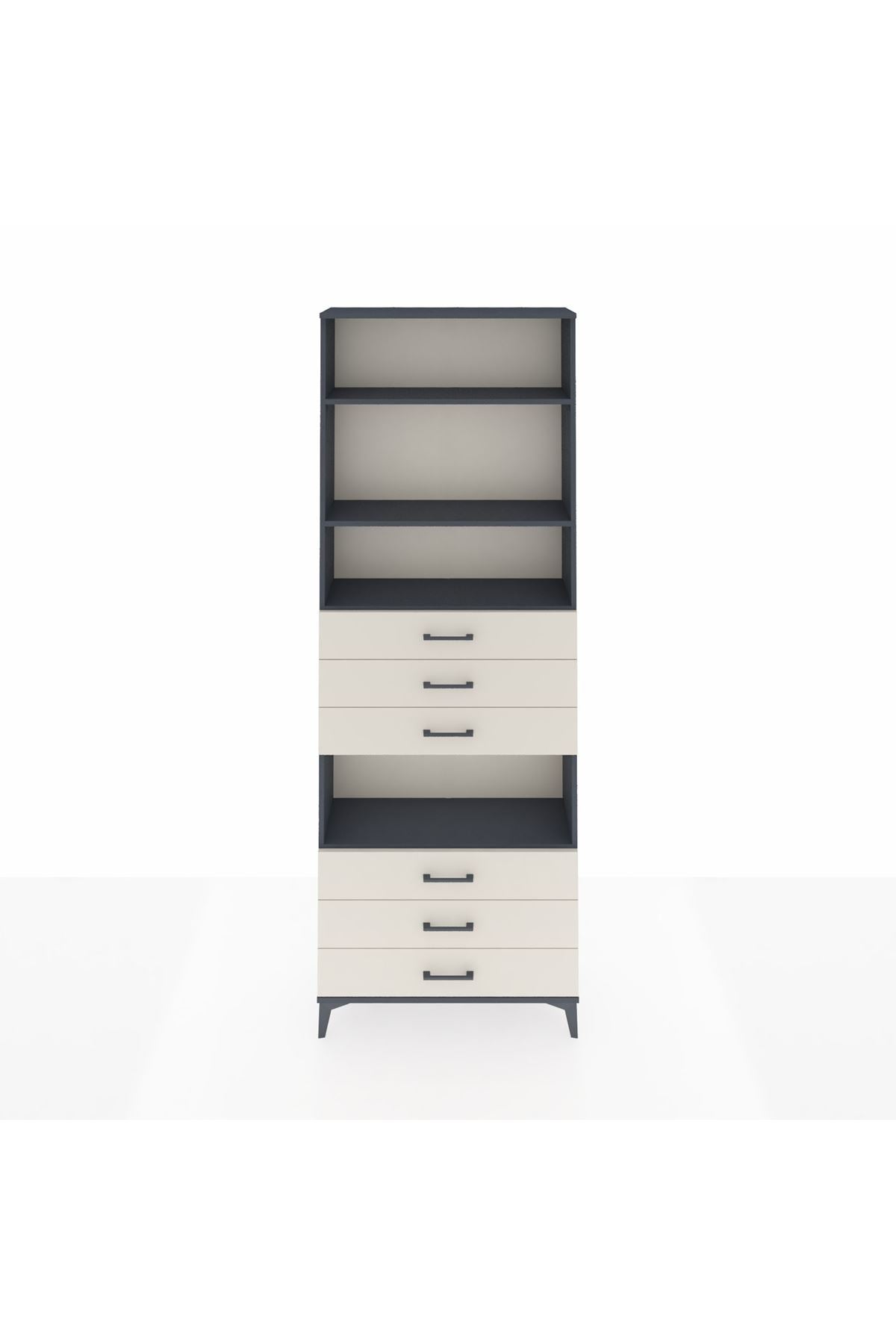 Arges Dolap 4 Raflı 6 Çekmeceli 88x30x243 Antrasit-Aytaşı