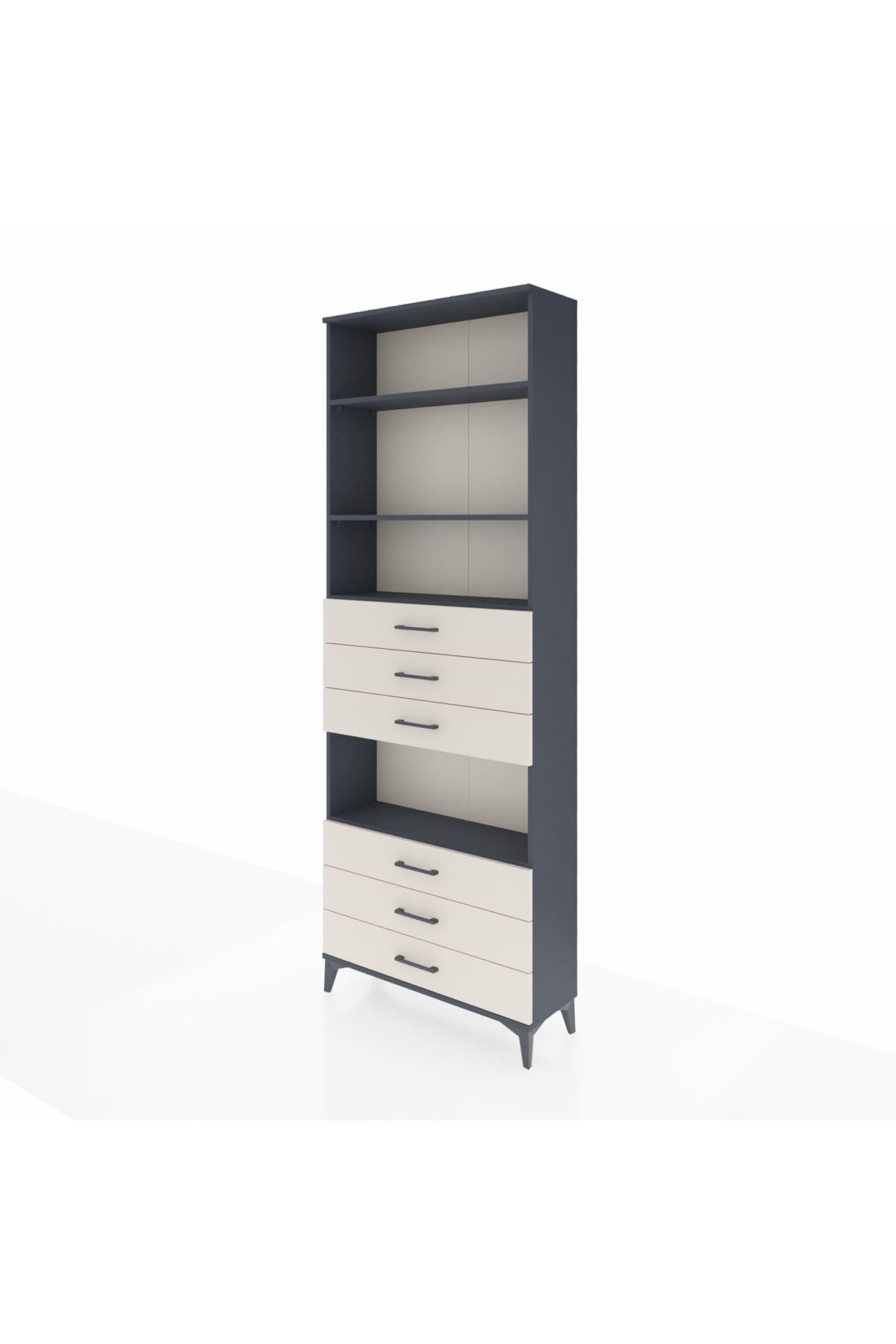 Arges Dolap 4 Raflı 6 Çekmeceli 88x30x243 Antrasit-Aytaşı