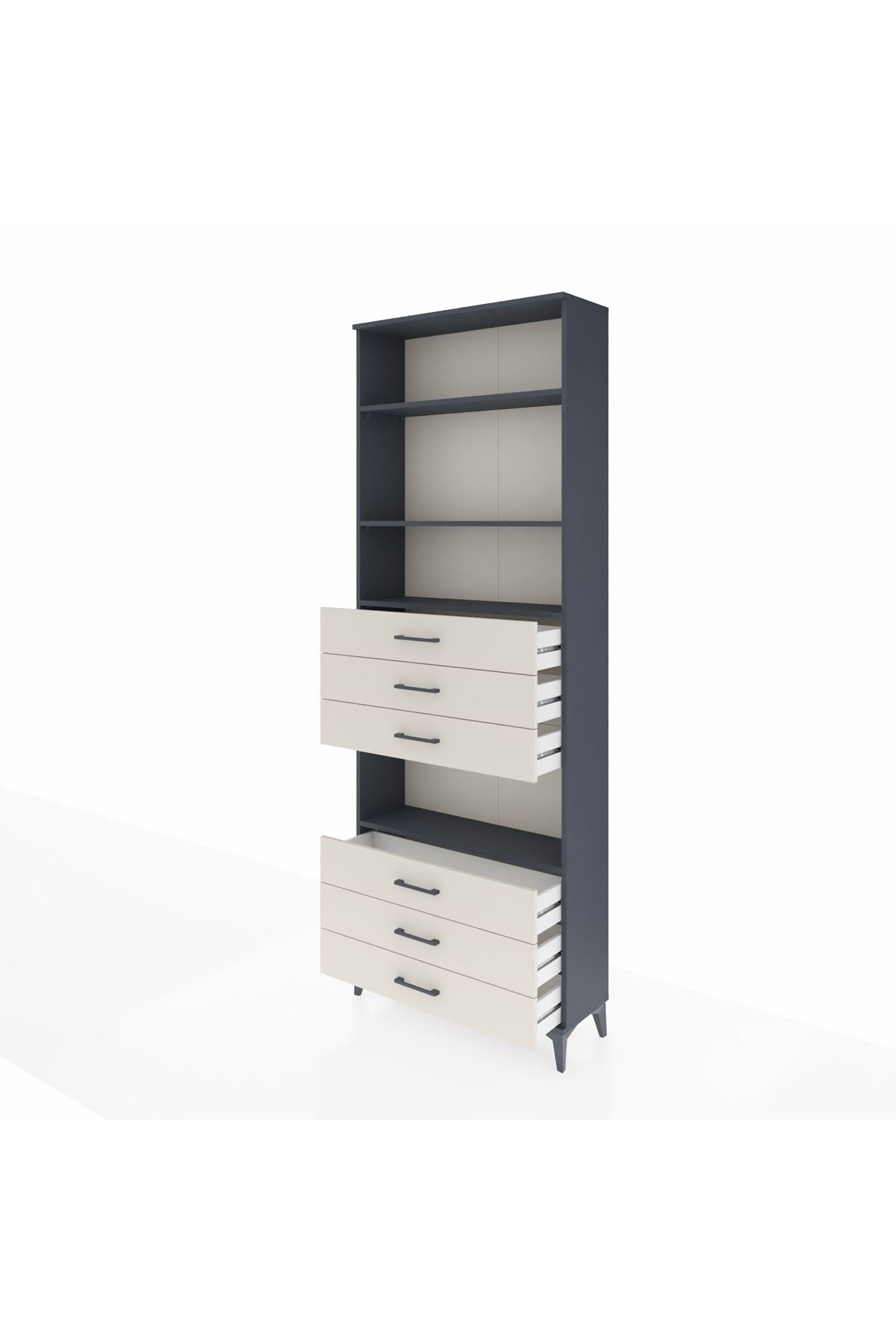 Arges Dolap 4 Raflı 6 Çekmeceli 88x30x243 Antrasit-Aytaşı