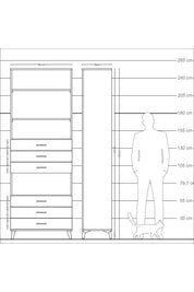 Arges Dolap 4 Raflı 6 Çekmeceli 88x30x243 Antrasit-Aytaşı