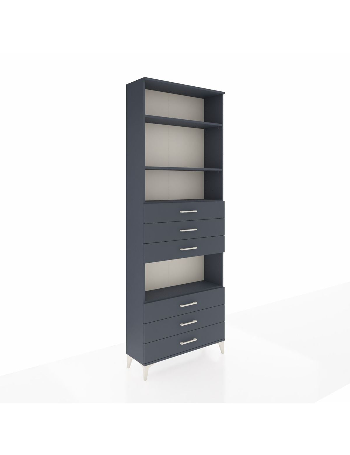 Arges Dolap 4 Raflı 6 Çekmeceli 88x30x243 Antrasit-Antrasit