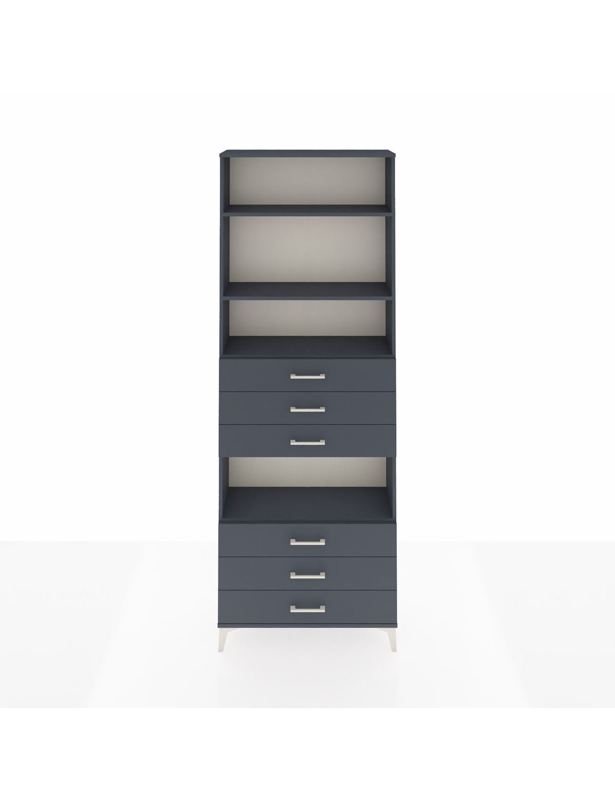 Arges Dolap 4 Raflı 6 Çekmeceli 88x30x243 Antrasit-Antrasit