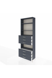 Arges Dolap 4 Raflı 6 Çekmeceli 88x30x243 Antrasit-Antrasit