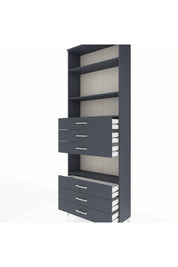 Arges Dolap 4 Raflı 6 Çekmeceli 88x30x243 Antrasit-Antrasit