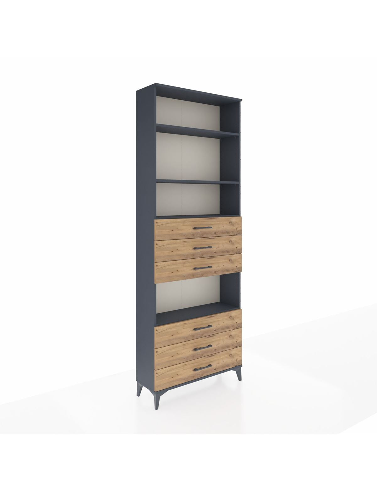 Arges Dolap 4 Raflı 6 Çekmeceli 88x30x243 Antrasit-Çam