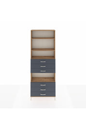 Arges Dolap 4 Raflı 6 Çekmeceli 88x30x243 Çam-Antrasit