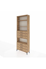 Arges Dolap 4 Raflı 6 Çekmeceli 88x30x243 Çam-Çam