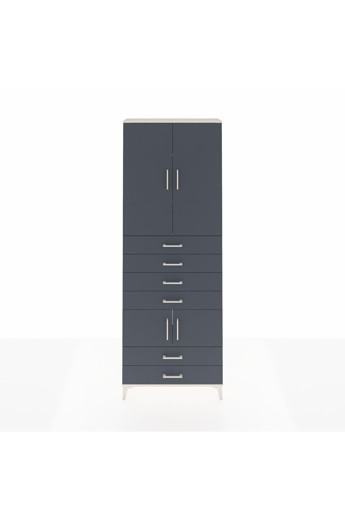 Arges Dolap 4 Raflı 6 Çekmeceli 4 Kapaklı 88x30x243 Aytaşı-Antrasit