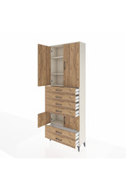 Arges Dolap 4 Raflı 6 Çekmeceli 4 Kapaklı 88x30x243 Aytaşı-Çam