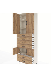 Arges Dolap 4 Raflı 6 Çekmeceli 4 Kapaklı 88x30x243 Aytaşı-Çam