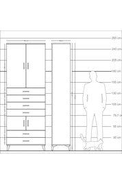 Arges Dolap 4 Raflı 6 Çekmeceli 4 Kapaklı 88x30x243 Aytaşı-Çam