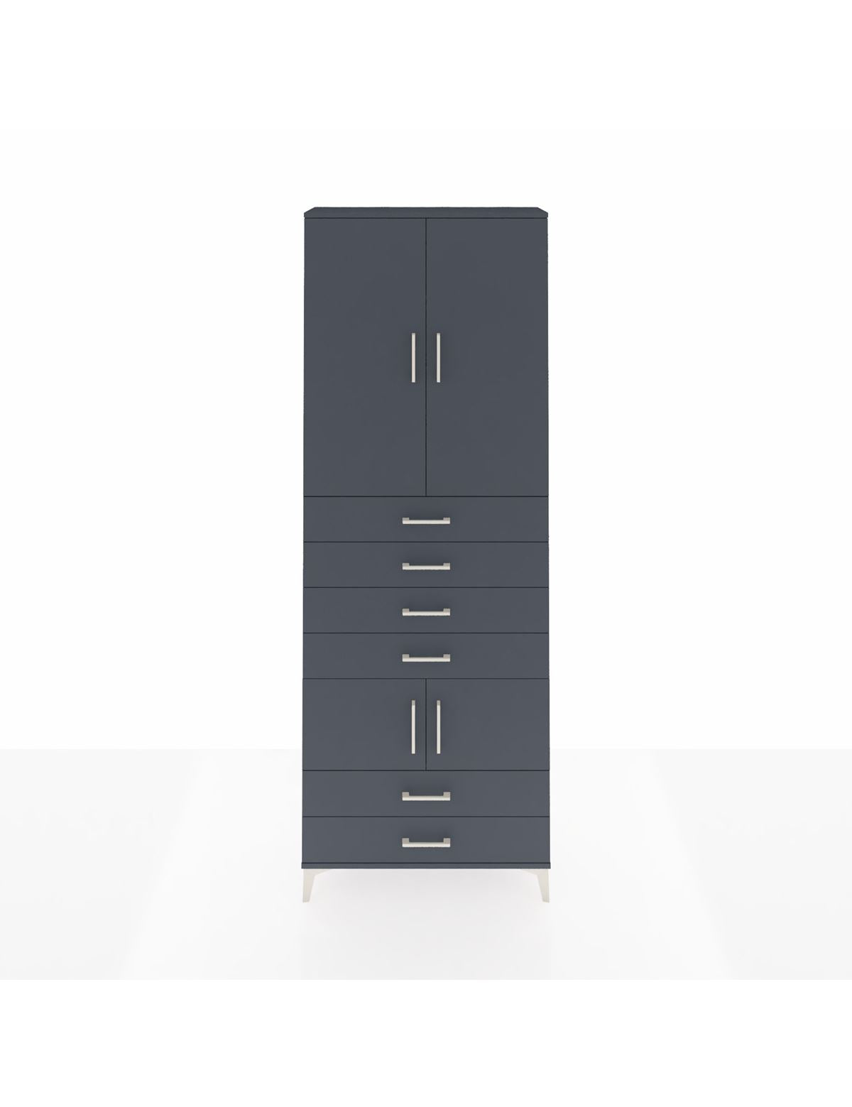 Arges Dolap 4 Raflı 6 Çekmeceli 4 Kapaklı 88x30x243 Antrasit-Antrasit