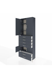 Arges Dolap 4 Raflı 6 Çekmeceli 4 Kapaklı 88x30x243 Antrasit-Antrasit