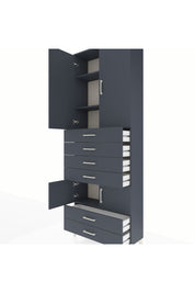 Arges Dolap 4 Raflı 6 Çekmeceli 4 Kapaklı 88x30x243 Antrasit-Antrasit