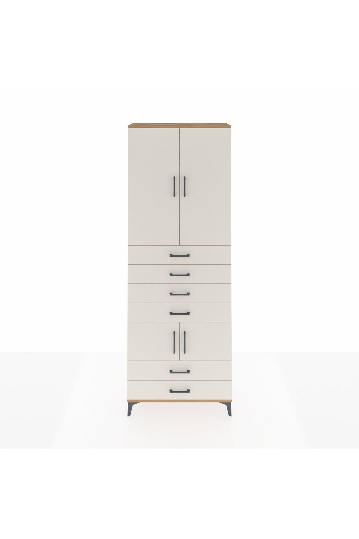 Arges Dolap 4 Raflı 6 Çekmeceli 4 Kapaklı 88x30x243 Çam-Aytaşı