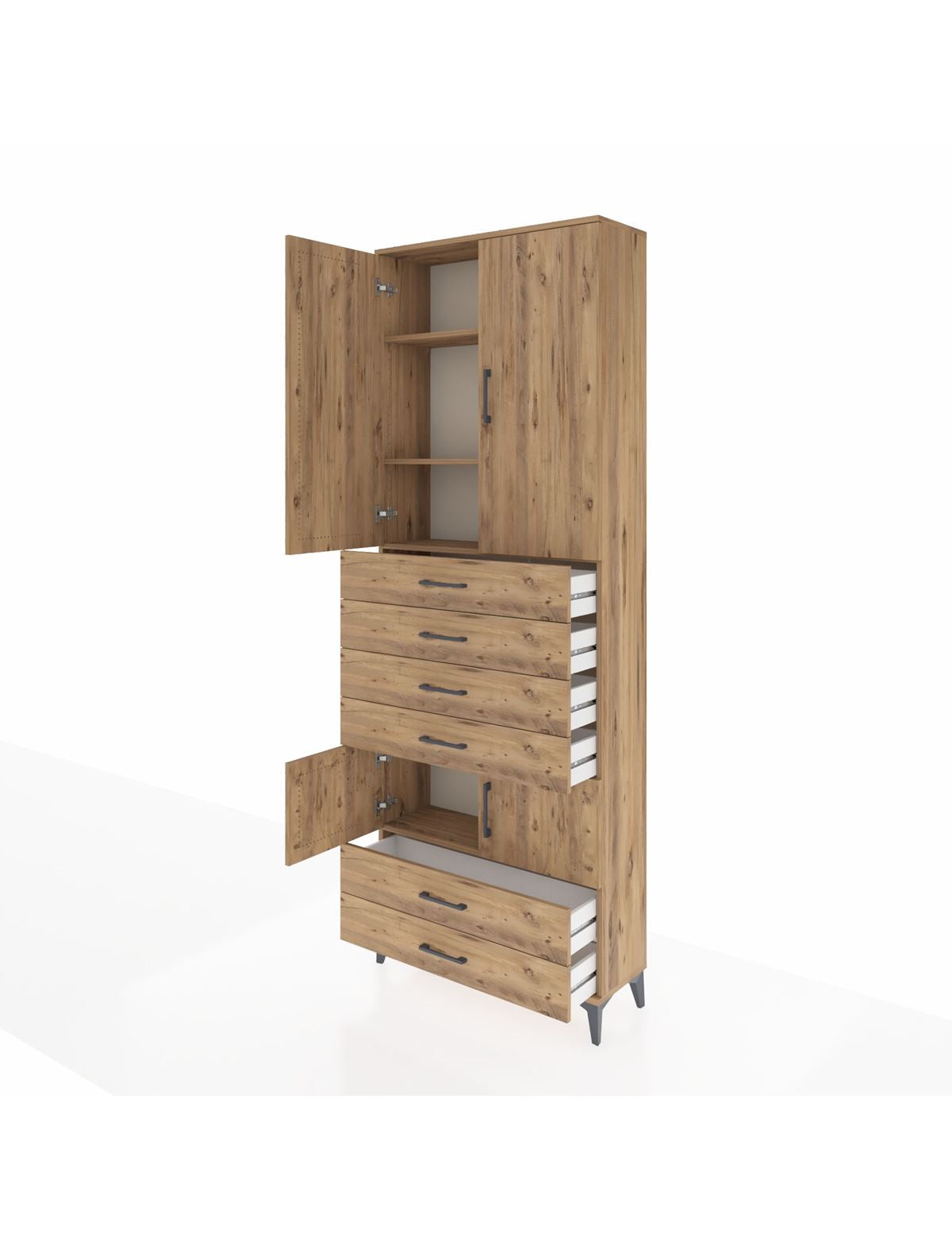 Arges Dolap 4 Raflı 6 Çekmeceli 4 Kapaklı 88x30x243 - S33M223V9A