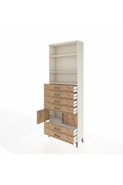 Arges Dolap 4 Raflı 6 Çekmeceli 2 Kapaklı 88x30x243 Aytaşı-Çam