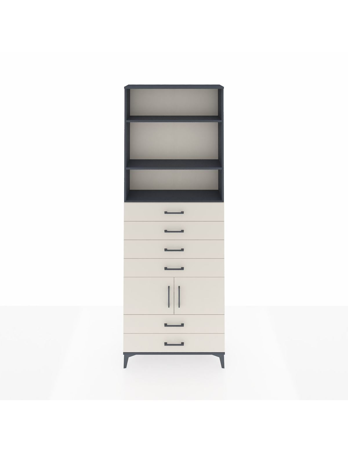 Arges Dolap 4 Raflı 6 Çekmeceli 2 Kapaklı 88x30x243 Antrasit-Aytaşı