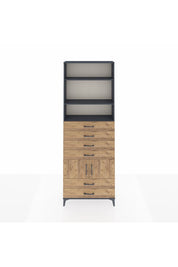 Arges Dolap 4 Raflı 6 Çekmeceli 2 Kapaklı 88x30x243 Antrasit-Çam