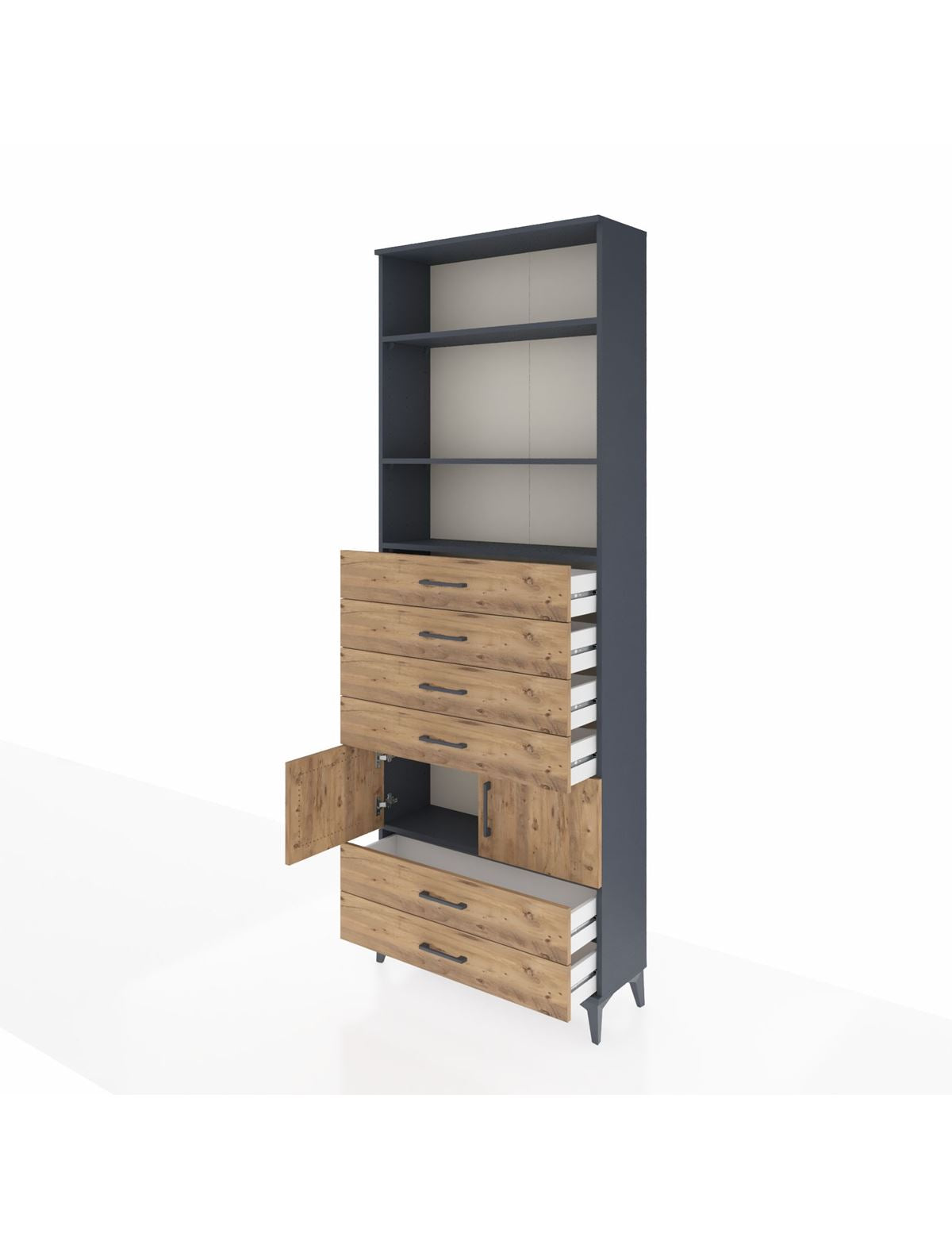Arges Dolap 4 Raflı 6 Çekmeceli 2 Kapaklı 88x30x243 - S33M224V6A