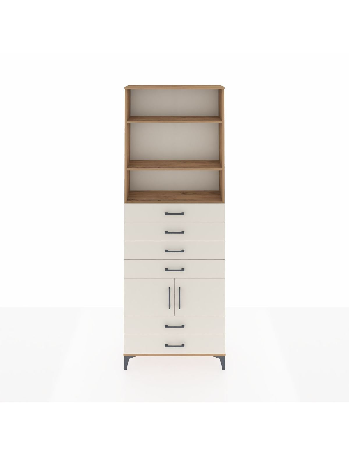 Arges Dolap 4 Raflı 6 Çekmeceli 2 Kapaklı 88x30x243 Çam-Aytaşı