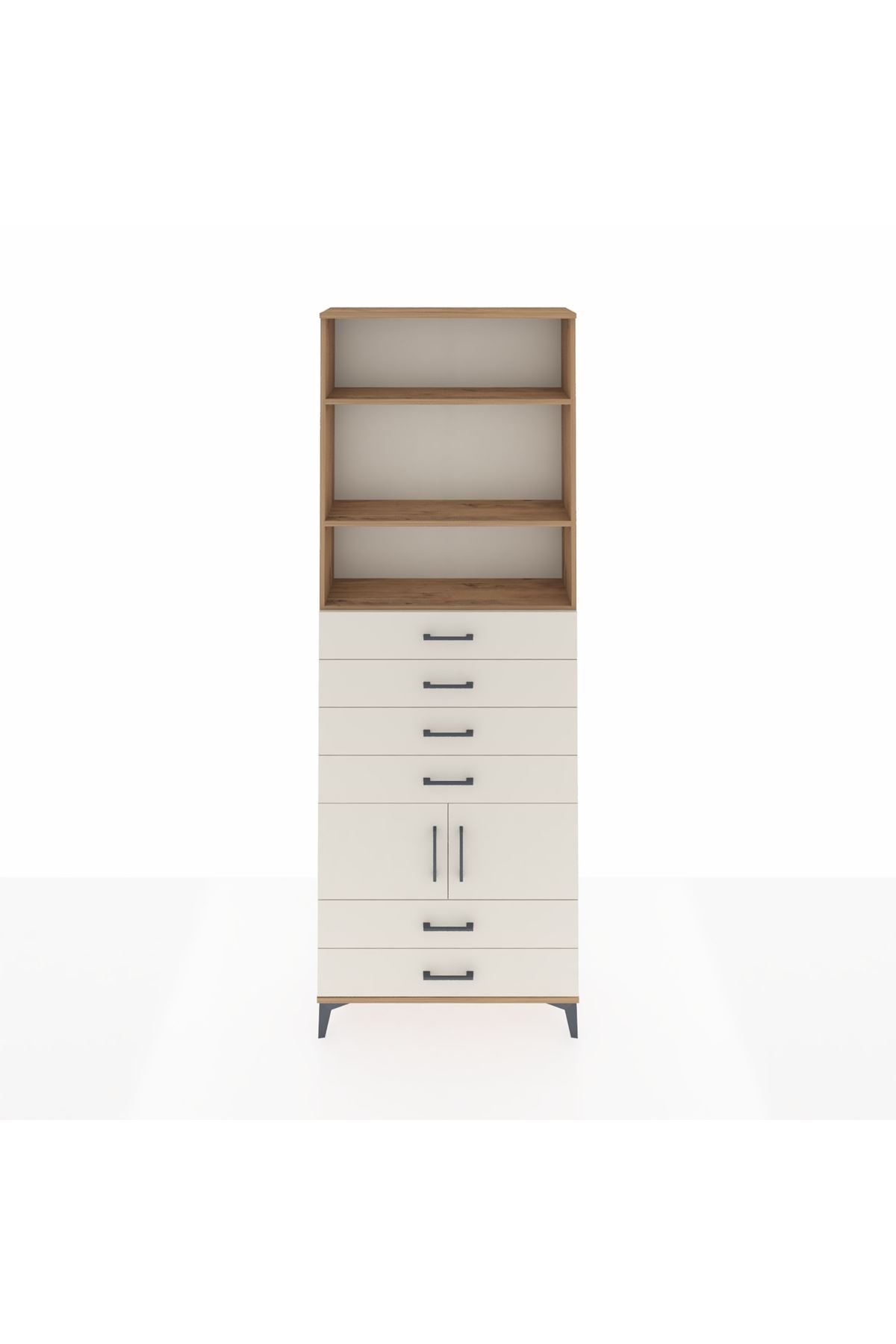 Arges Dolap 4 Raflı 6 Çekmeceli 2 Kapaklı 88x30x243 Çam-Aytaşı