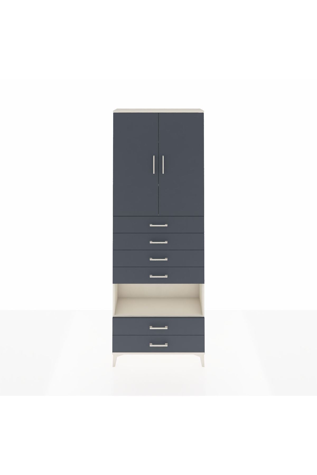 Arges Dolap 4 Raflı 6 Çekmeceli 2 Kapaklı 88x30x243 Aytaşı-Antrasit