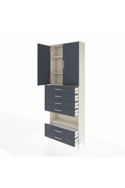 Arges Dolap 4 Raflı 6 Çekmeceli 2 Kapaklı 88x30x243 Aytaşı-Antrasit