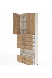 Arges Dolap 4 Raflı 6 Çekmeceli 2 Kapaklı 88x30x243 Aytaşı-Çam
