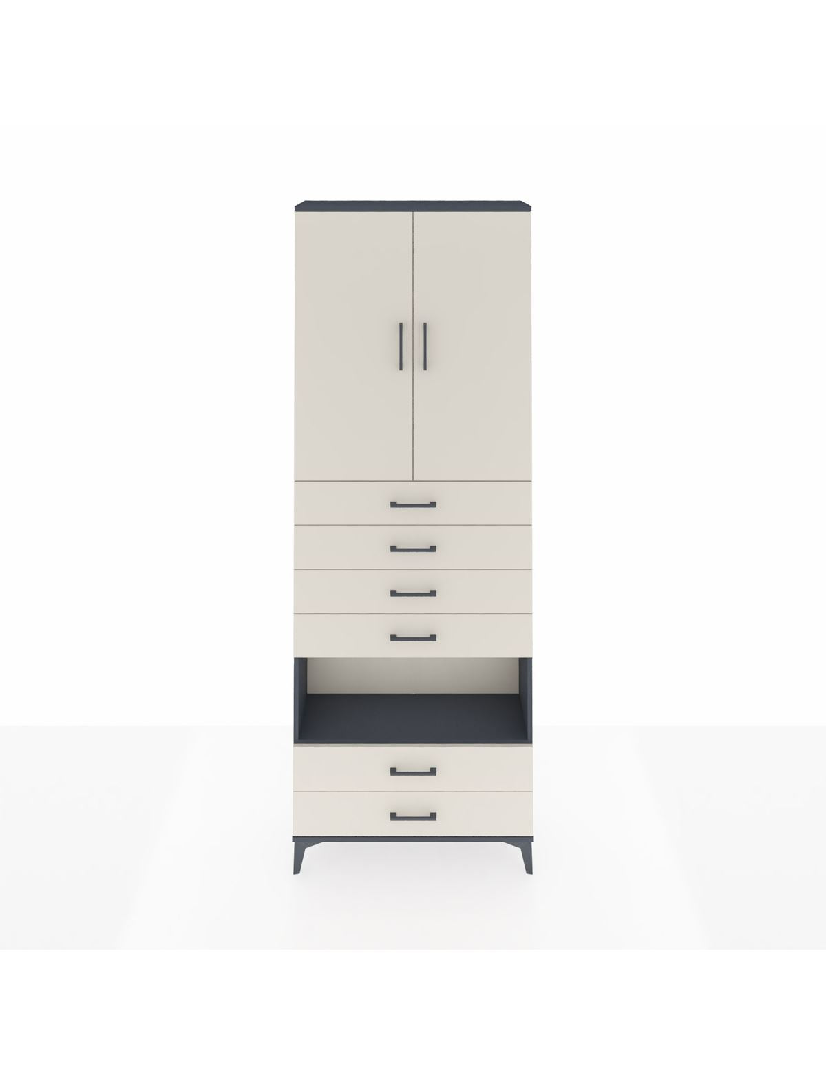 Arges Dolap 4 Raflı 6 Çekmeceli 2 Kapaklı 88x30x243 Antrasit-Aytaşı