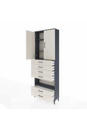 Arges Dolap 4 Raflı 6 Çekmeceli 2 Kapaklı 88x30x243 Antrasit-Aytaşı