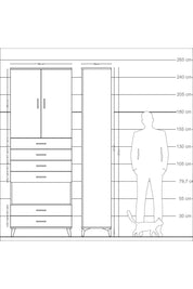 Arges Dolap 4 Raflı 6 Çekmeceli 2 Kapaklı 88x30x243 Antrasit-Aytaşı