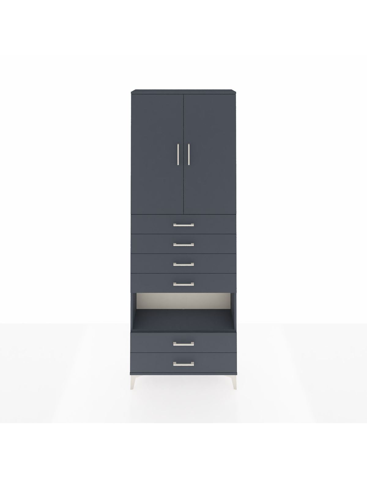 Arges Dolap 4 Raflı 6 Çekmeceli 2 Kapaklı 88x30x243 Antrasit-Antrasit