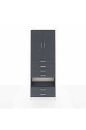 Arges Dolap 4 Raflı 6 Çekmeceli 2 Kapaklı 88x30x243 Antrasit-Antrasit