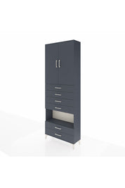 Arges Dolap 4 Raflı 6 Çekmeceli 2 Kapaklı 88x30x243 Antrasit-Antrasit