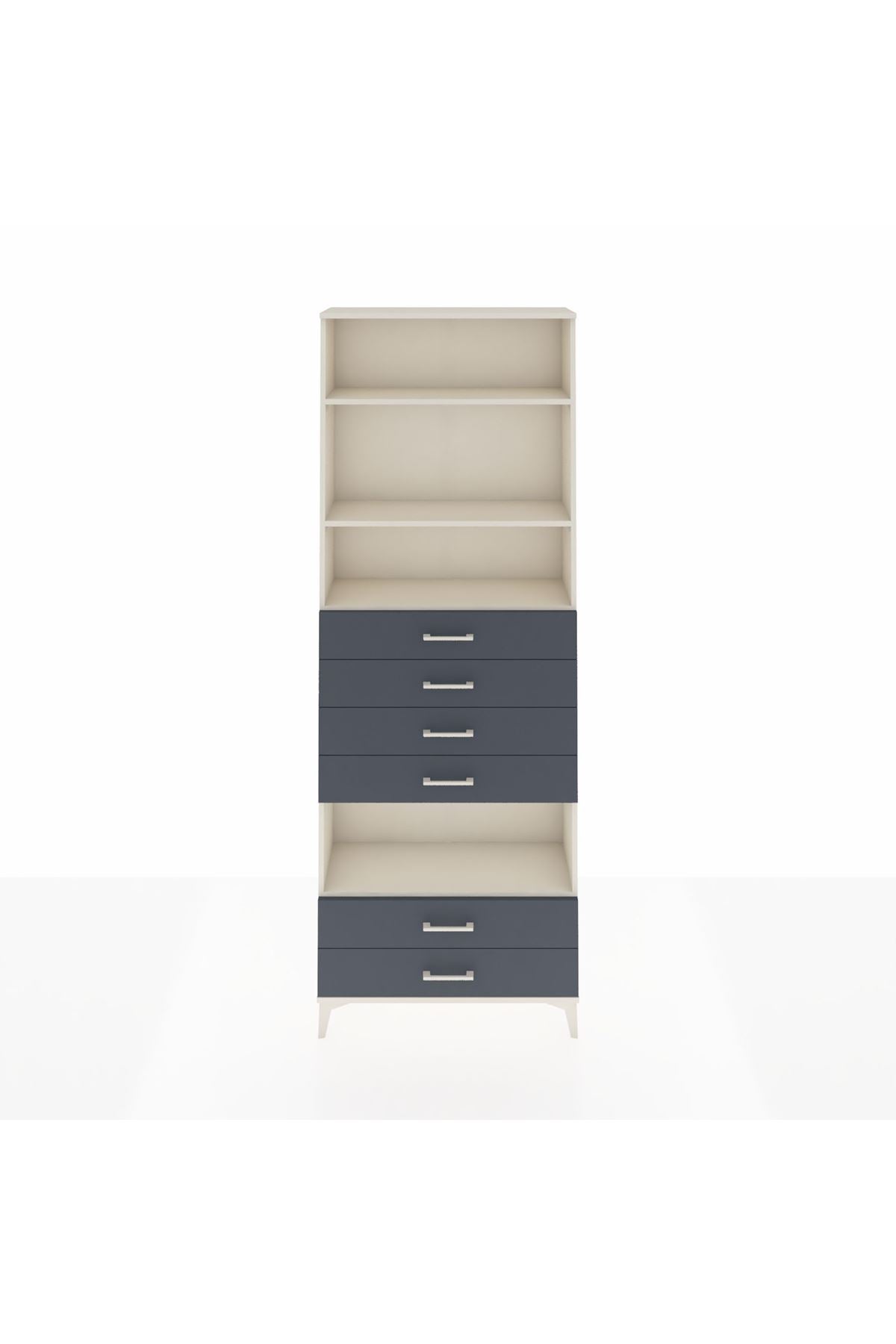 Arges Dolap 4 Raflı 6 Çekmeceli 88x30x243 Aytaşı-Antrasit