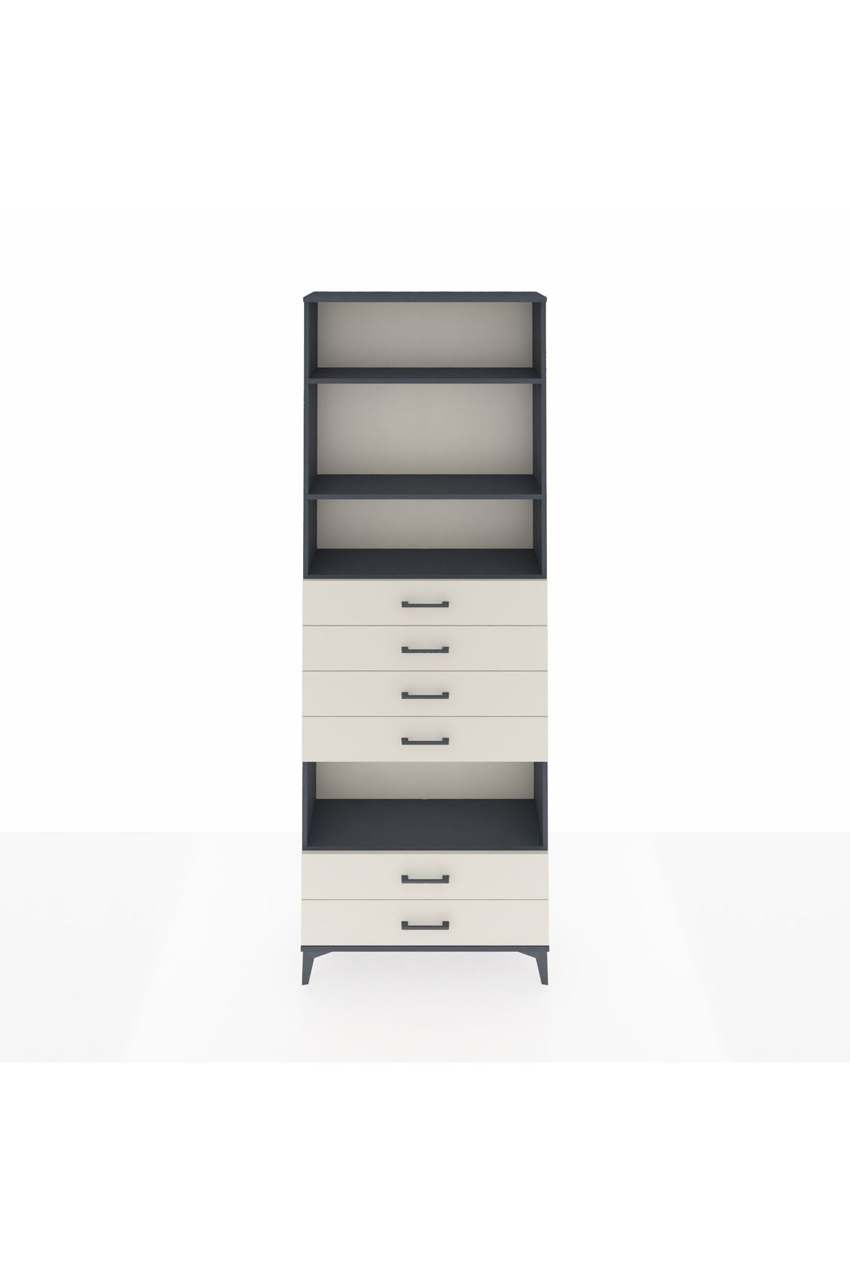 Arges Dolap 4 Raflı 6 Çekmeceli 88x30x243 Antrasit-Aytaşı