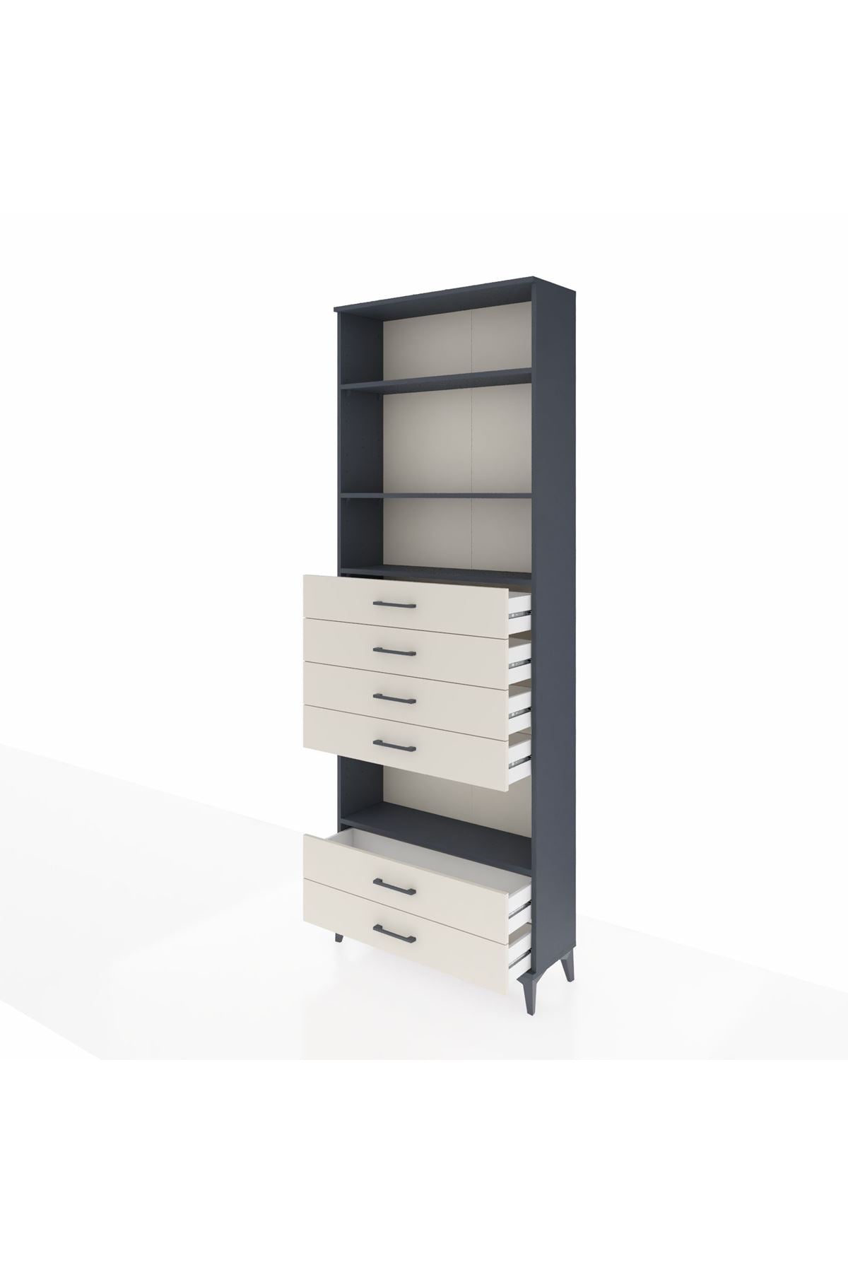 Arges Dolap 4 Raflı 6 Çekmeceli 88x30x243 Antrasit-Aytaşı